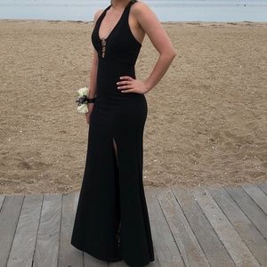 Black shimmer prom dress